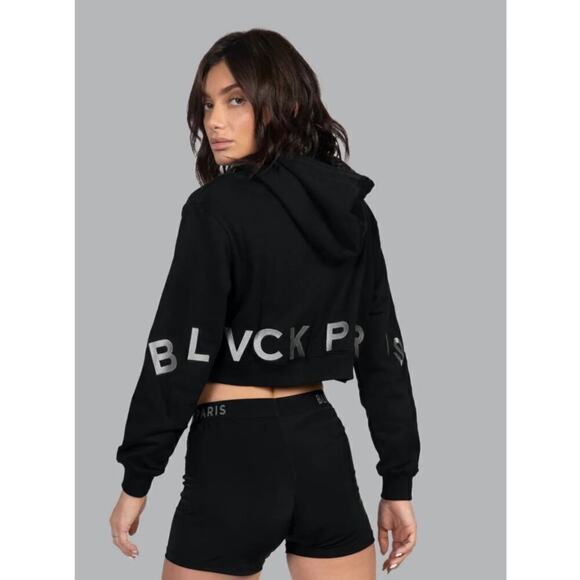 BLVCK Black Bold Cropped Hoodie / Size-Small - Picture 14 of 16